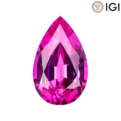 0.55 Carat Pear Cut Lab-Created Pink Sapphire - 1