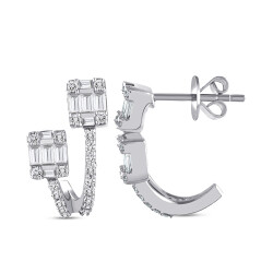 0.64 Carat Baguette Lab Grown Diamond Earrings - Silveroni
