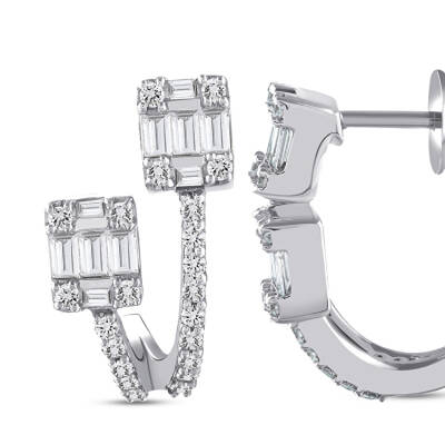0.64 Carat Baguette Lab Grown Diamond Earrings - 2