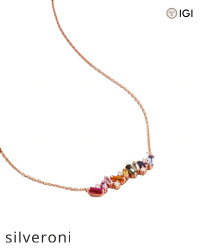 0.10 Carat Round VS Lab Grown Diamond Rainbow Sapphire Bar Pendant - 4