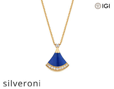 0.13 Carat Round Lab Grown Diamond Yellow Gold Pendant Necklace - 1