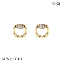 0.141 Carat Horsebit Motif 18k Yellow Gold Stud Earrings - Silveroni