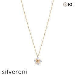0.21 Carat Round Excellent Cut Lab Grown Diamond Pendant in Yellow Gold and Platinum - Silveroni