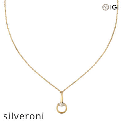0.213 Carat Horsebit 18k Yellow Gold Pendant Necklace - 1