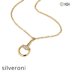 0.213 Carat Horsebit 18k Yellow Gold Pendant Necklace - 3