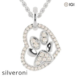 0.22 Carat Round EF VS Lab Grown Diamond Heart Pendant - Silveroni