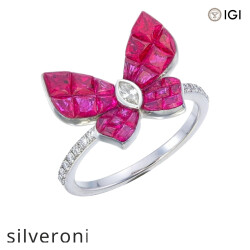 0.25 Carat Marquise Ruby and Diamond Ring in 18KT White Gold - Silveroni