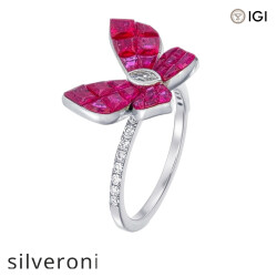 0.25 Carat Marquise Ruby and Diamond Ring in 18KT White Gold - 2