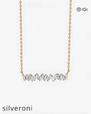0.30 Carat Baguette Diamond Bar Pendant in 18K Gold - 1
