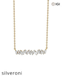 0.30 Carat Baguette Diamond Bar Pendant in 18K Gold - Silveroni
