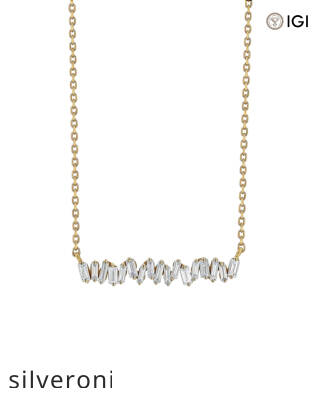 0.30 Carat Baguette Diamond Bar Pendant in 18K Gold - 1