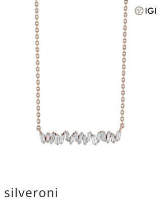 0.30 Carat Baguette Diamond Bar Pendant in 18K Gold - 3