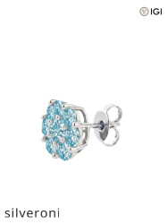 0.30 Carat Round Blue Lab Grown Diamond Flower Cluster Stud Earrings - Silveroni