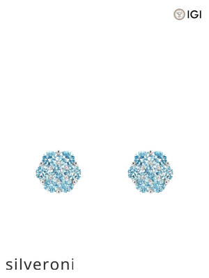 0.30 Carat Round Blue Lab Grown Diamond Flower Cluster Stud Earrings - 3