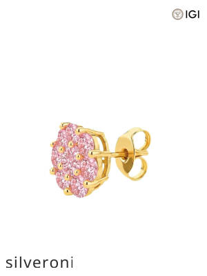 0.30 Carat Round Pink Lab Grown Diamond Flower Cluster Stud Earrings - 2