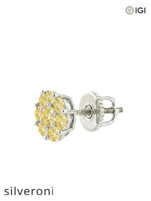 0.30 Carat Round Yellow Lab Grown Diamond Flower Cluster Stud Earrings - 2
