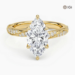 0.33 Carat Marquise Lab Grown Diamond Ring in 14K Yellow Gold - Silveroni