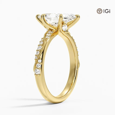 0.33 Carat Marquise Lab Grown Diamond Ring in 14K Yellow Gold - 2