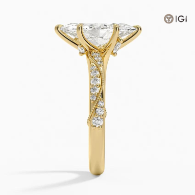 0.33 Carat Marquise Lab Grown Diamond Ring in 14K Yellow Gold - 3