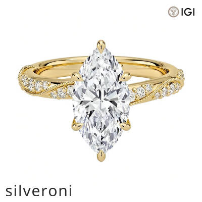 0.33 Carat Marquise Lab Grown Diamond Ring in 14K Yellow Gold - 1