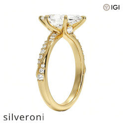 0.33 Carat Marquise Lab Grown Diamond Ring in 14K Yellow Gold - 2