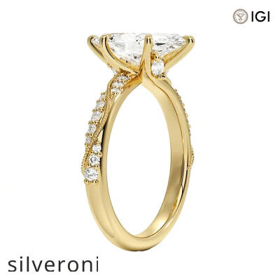 0.33 Carat Marquise Lab Grown Diamond Ring in 14K Yellow Gold - 2