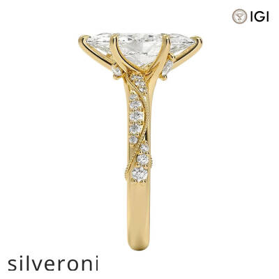 0.33 Carat Marquise Lab Grown Diamond Ring in 14K Yellow Gold - 3