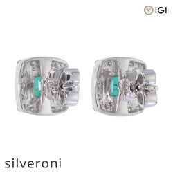 0.35 Carat Emerald Halo Earrings in 18K White Gold - 2