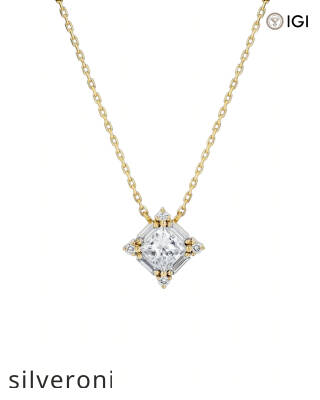 0.35 Carat Princess Cut Lab Grown Diamond Pendant - 1