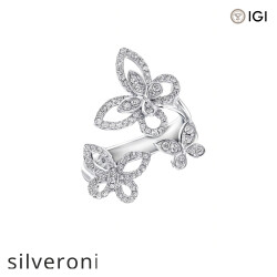 0.45 Carat Triple Butterfly Silhouette Lab Grown Diamond Ring - Silveroni