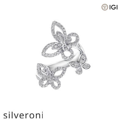 0.45 Carat Triple Butterfly Silhouette Lab Grown Diamond Ring - 1
