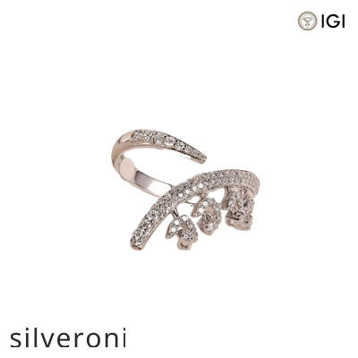 0.46 Carat Round Lab Grown Diamond Floral Open Wrap Ring in 14K White Gold - 1