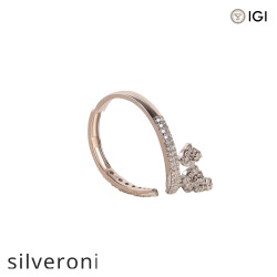 0.46 Carat Round Lab Grown Diamond Floral Open Wrap Ring in 14K White Gold - 2