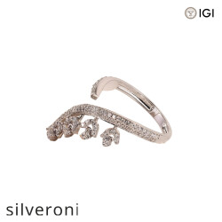 0.46 Carat Round Lab Grown Diamond Floral Open Wrap Ring in 14K White Gold - 3