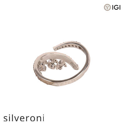 0.46 Carat Round Lab Grown Diamond Floral Open Wrap Ring in 14K White Gold - 4