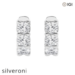 0.50 Carat Cushion Lab Grown Diamond Huggie Hoop Earrings in 14K White Gold - Silveroni