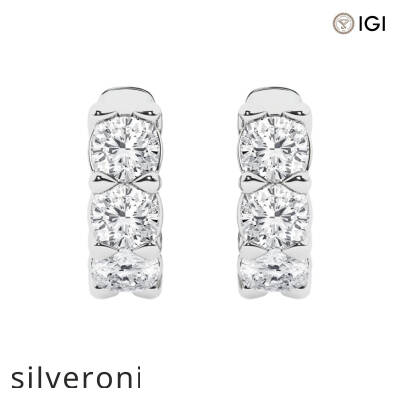 0.50 Carat Cushion Lab Grown Diamond Huggie Hoop Earrings in 14K White Gold - 1