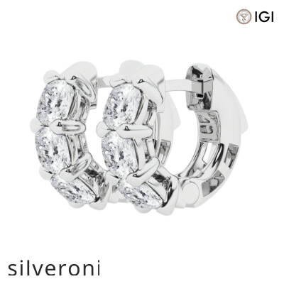 0.50 Carat Cushion Lab Grown Diamond Huggie Hoop Earrings in 14K White Gold - 2