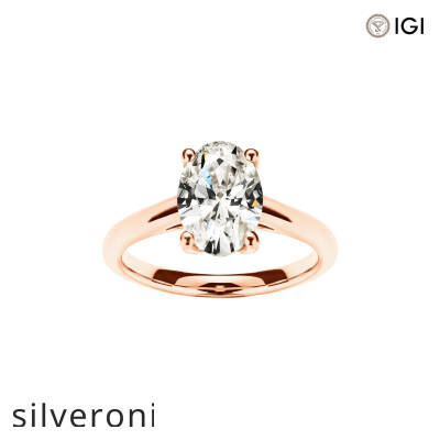 0.50 Carat D Color Oval Lab Grown Diamond Solitaire Ring - 1