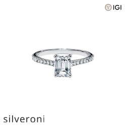 0.50 Carat Emerald-Cut Lab Grown Diamond Engagement Ring in Platinum - Silveroni