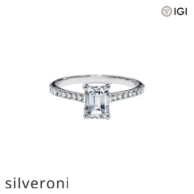 0.50 Carat Emerald-Cut Lab Grown Diamond Engagement Ring in Platinum - 1