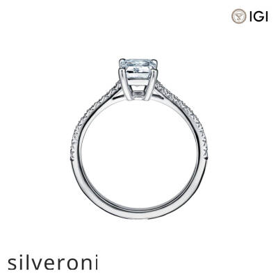 0.50 Carat Emerald-Cut Lab Grown Diamond Engagement Ring in Platinum - 3