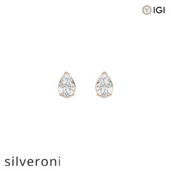 0.50 Carat Pear Lab Grown Diamond Stud Earrings in 14K Rose Gold - Silveroni