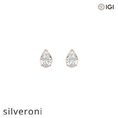 0.50 Carat Pear Lab Grown Diamond Stud Earrings in 14K Rose Gold - 1