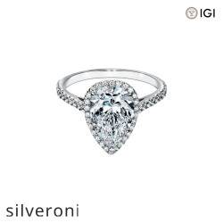 0.50 Carat Pear-Shaped Lab Grown Diamond Halo Engagement Ring - Silveroni