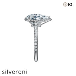 0.50 Carat Pear-Shaped Lab Grown Diamond Halo Engagement Ring - 2