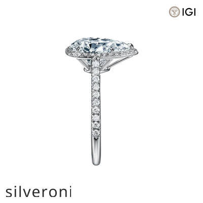 0.50 Carat Pear-Shaped Lab Grown Diamond Halo Engagement Ring - 2