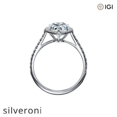 0.50 Carat Pear-Shaped Lab Grown Diamond Halo Engagement Ring - 3