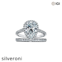 0.50 Carat Pear-Shaped Lab Grown Diamond Halo Engagement Ring - 4