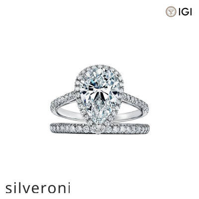 0.50 Carat Pear-Shaped Lab Grown Diamond Halo Engagement Ring - 4